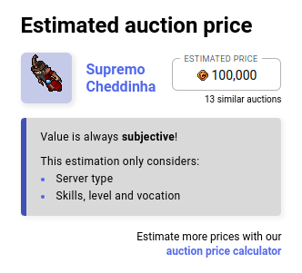 The estimated price for a Char Bazaar auction