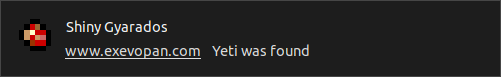 Uma notificação dizendo que um Yeti foi encontrado